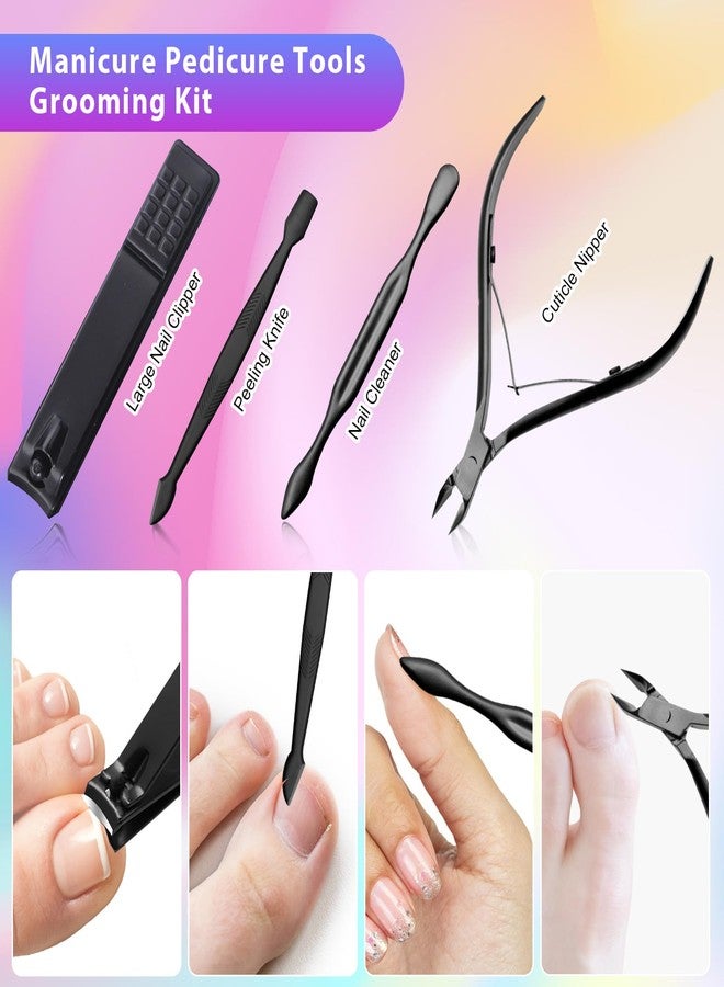 CGBE Nail Clippers Set, 12pcs Stainless Steel Nail Kit for Men, Manicure Set Pedicure kit for Mens Gifts - Black - Image 5